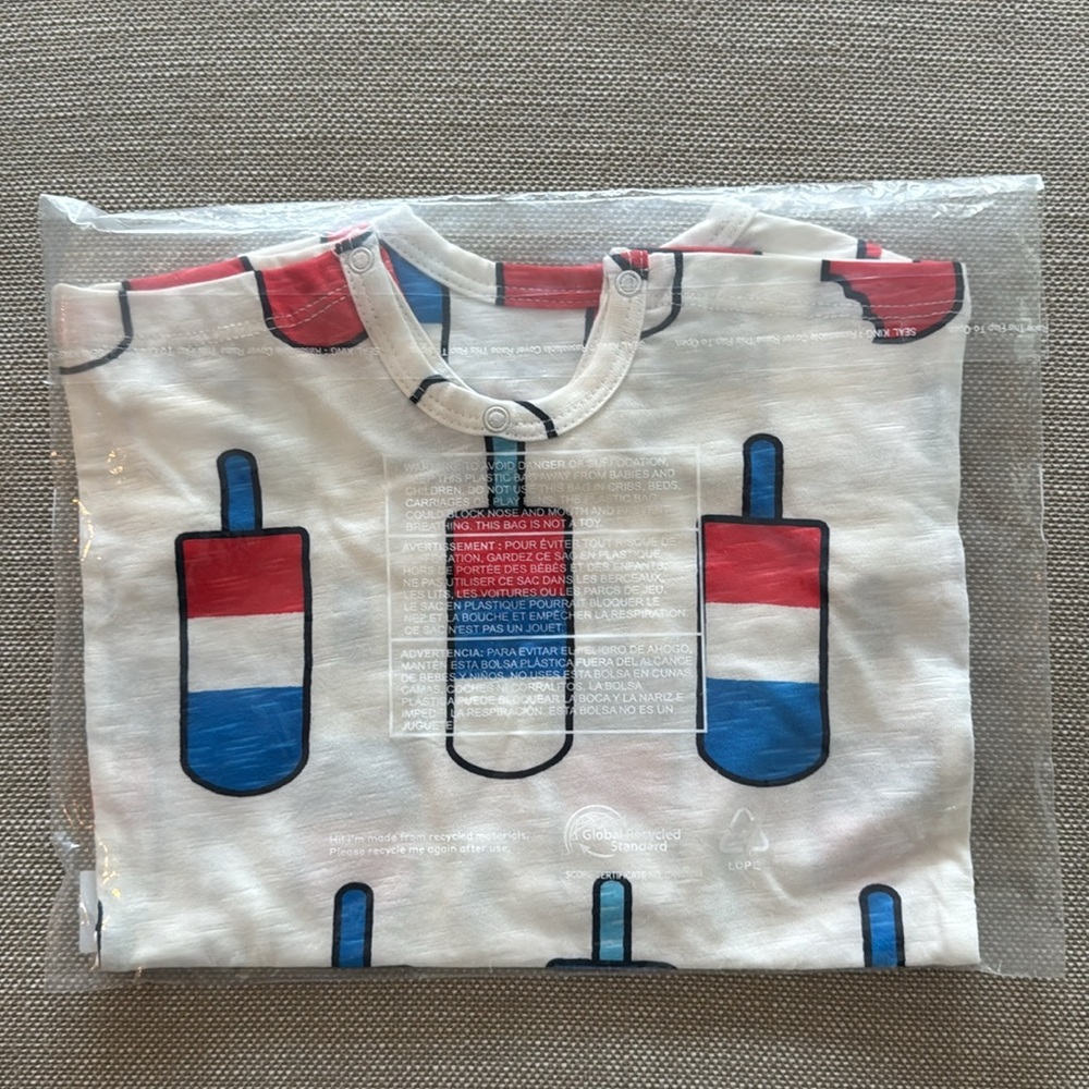 Monica + Andy Shorty Romper Patriotic Pops / 6-9m - Picture 3 of 3